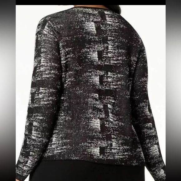 Eileen Fisher Fine Organic Linen Crepe Knit BLACK BONE Cardigan Large $298 NWT - Picture 1 of 7